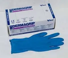 Перчатки DERMAGRIP L эластичный латекс, синие б/н, фото №1