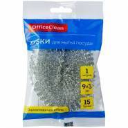 Губка для посуды OfficeClean 9*3см оцинкованная сталь 1шт/уп