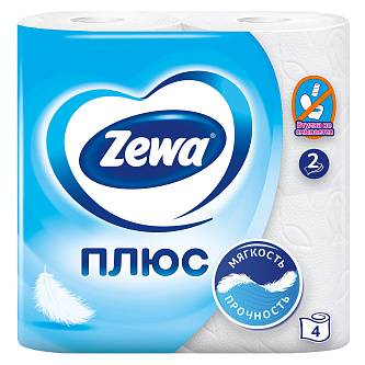 Туалетная бумага Zемма/Zewa Плюс Белая, 2 сл, 4 рул