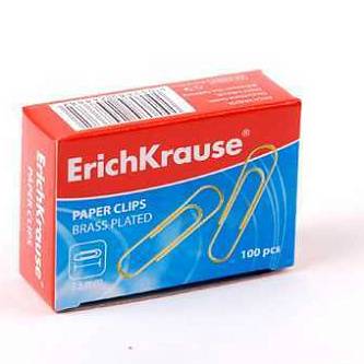 Скрепки ErichKrause 33мм, 100шт, медные