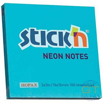 Бумага с клеевым краем 76х76мм 100л неон ярко-голуб