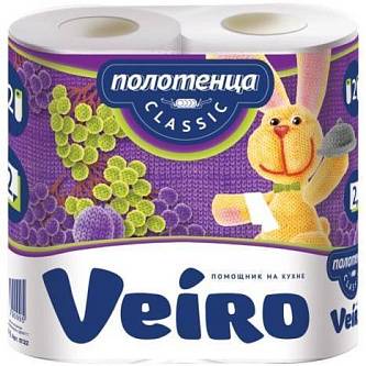 Полотенца бумажные VEIRO 2 шт.,2-х сл.,(2х12,5 м) белые