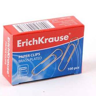 Скрепки ErichKrause 28мм, 100шт, медные