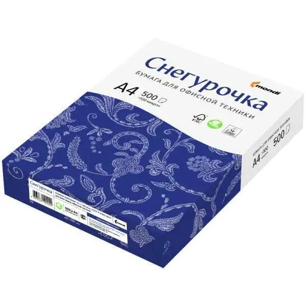 Бумага Снегурочка А4, 80г/м, 96%, 500л, фото №1