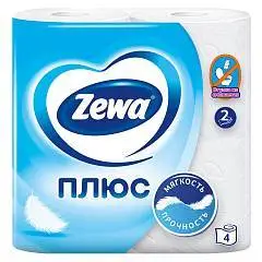 Туалетная бумага Zемма/Zewa Плюс Белая, 2 сл, 4 рул, фото №1