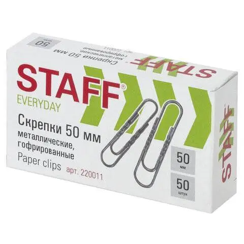 Скрепки STAFF 50мм 50шт гофрированные, фото №1