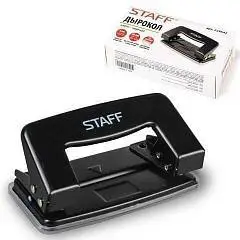 Дырокол металлический STAFF до 10л, черный, фото №1