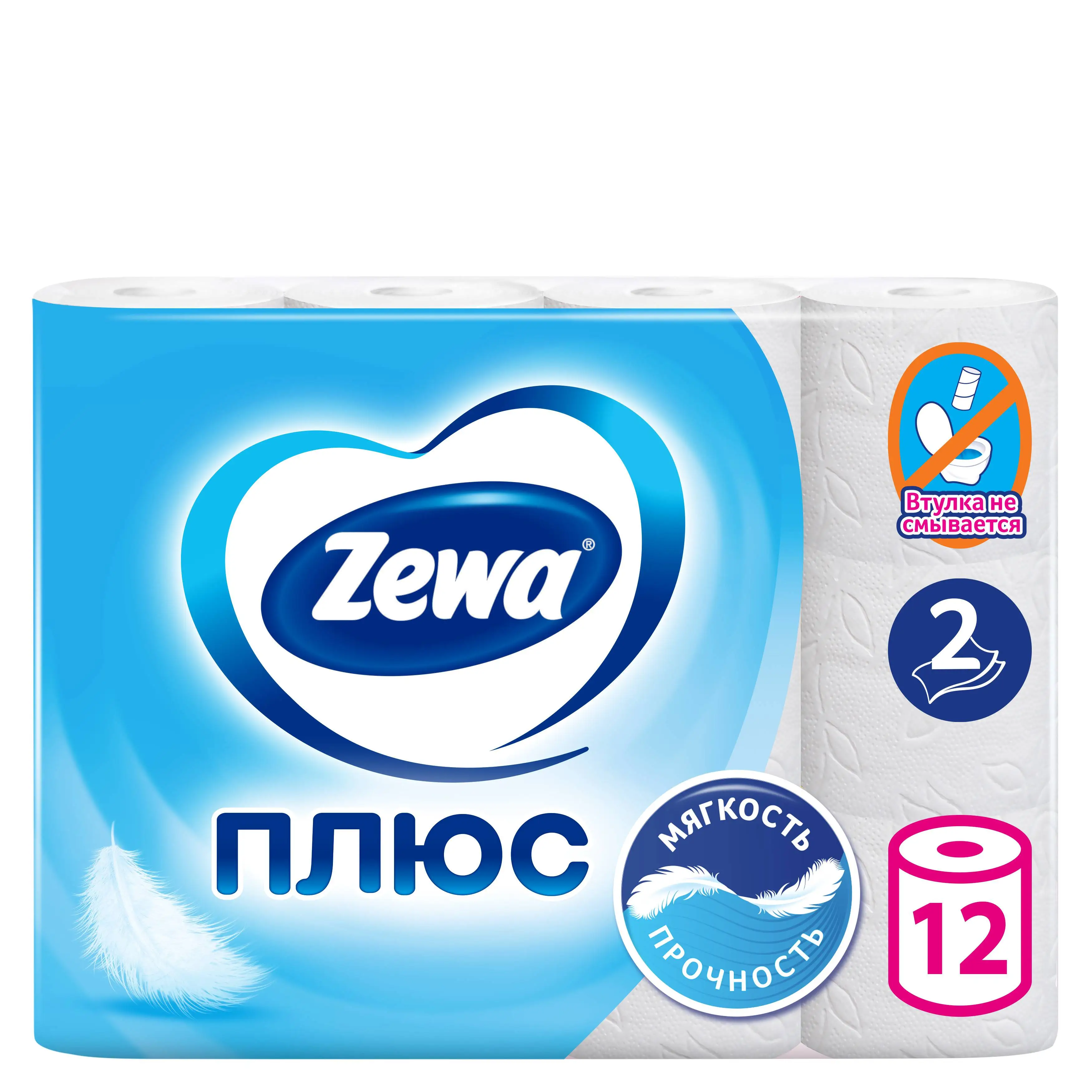 Туалетная бумага Zewa Плюс Белая, 2 сл, 12 рул, фото №1
